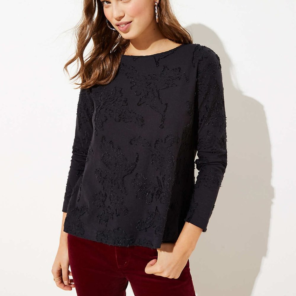 NWT LOFT CLIP DOT BOW BACK TOP